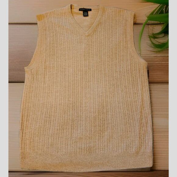Geoffrey Beene Classic Cable Knit V Neck Pullover Sweater Vest Men's XL Academia - Picture 1 of 8